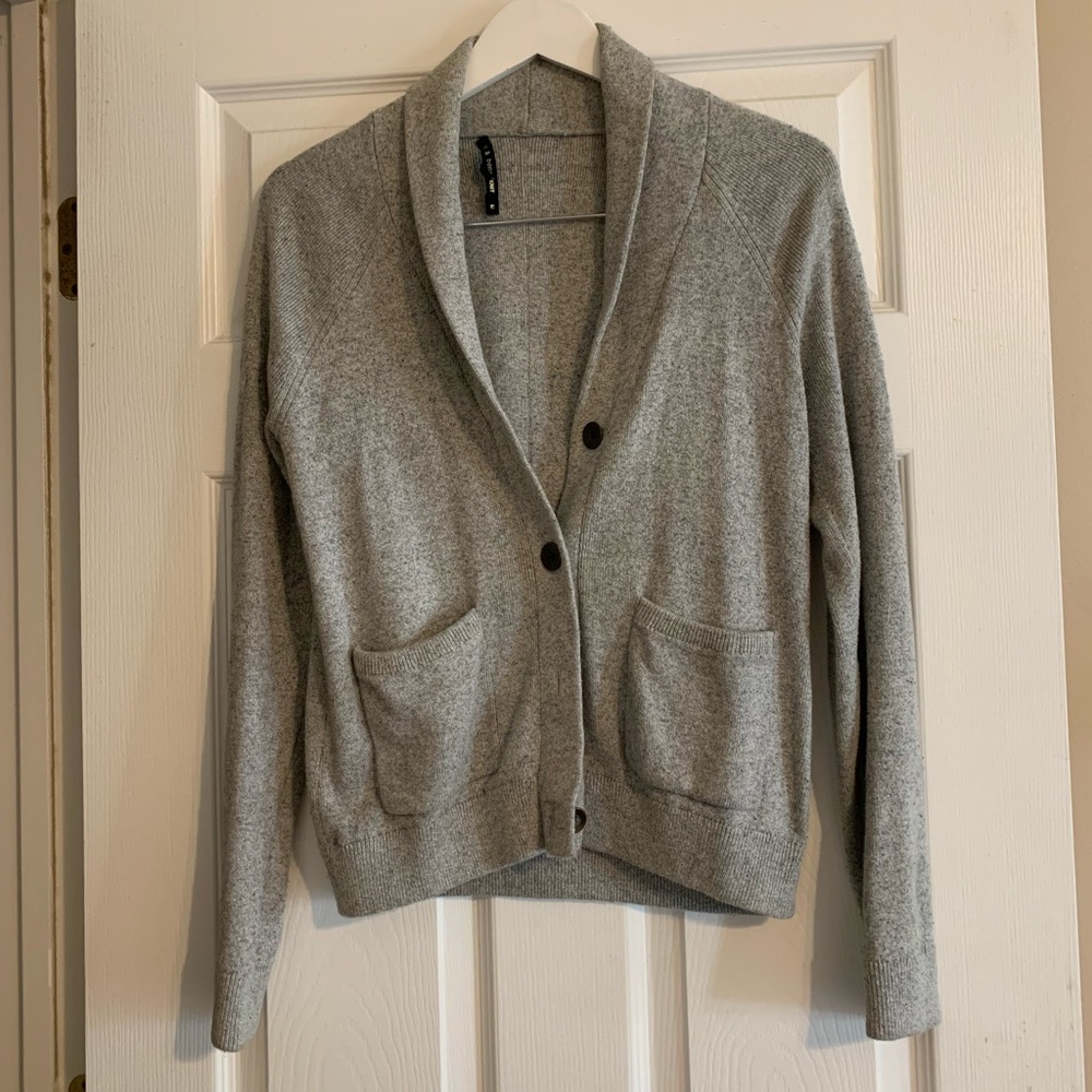 Rag & Bone Shawl Collar Grey Button Up Cardigan Cotton